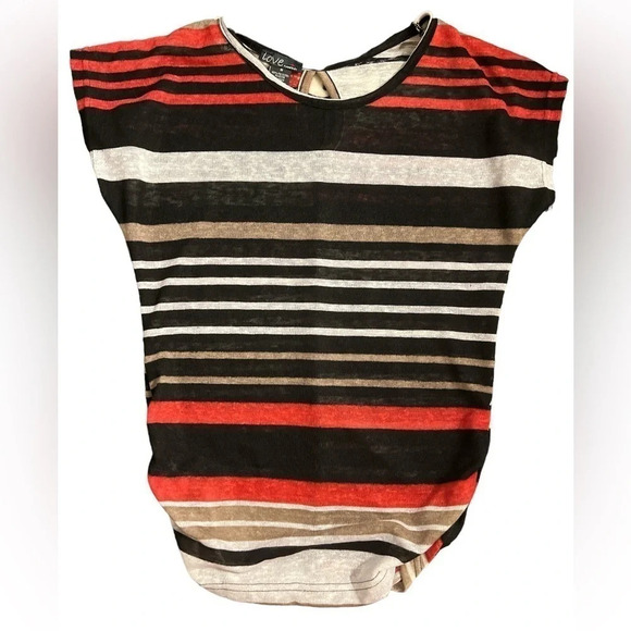 Love by Chesley Striped Top with Fall Colors , Ruching - Picture 2 of 6